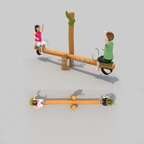 Children double wood stilts yellow flower pears solid wood anti-corrosive kindergarten solid wood balance wood outdoor sense system training