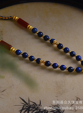 藏式唐卡项链绳泰国佛牌链青金石水晶珠链文玩玉石万能扣挂脖配链