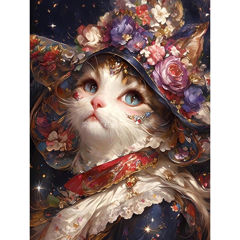 韩式新款DIY贴钻方钻满钻钻石画钻石绣带钻套件花卉猫咪小公主二,淘宝优惠券,粉丝福利购,淘宝优惠卷