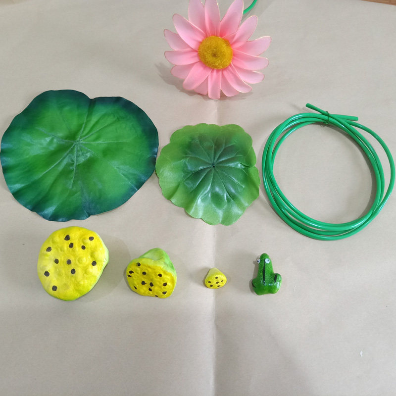 大荷叶小荷叶仿真叶丝网花丝袜花花叶子莲蓬莲子小青蛙莲叶手工花
