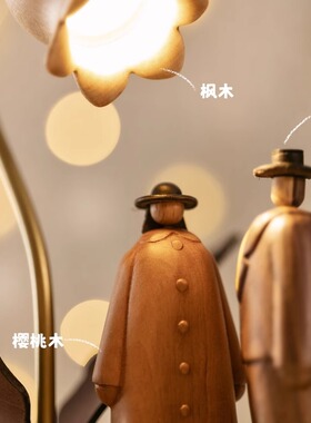 铃兰花与爱情小夜灯实木桌面摆件