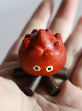 卡西法小火堆火苗摆件办公室桌面装饰配件创意实木质可爱木雕礼物