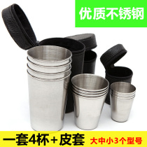 Outdoor portable Mini small wine glass Hiking Stainless Steel Water Cup White Wine Cup Coffee Cup 4 Entrance with cover