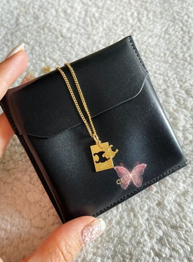 LADY M jewelryins轻奢凯旋门网红互扣式简约方牌镂空项链毛衣链