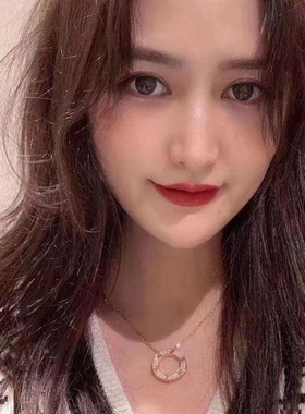 钛钢love圆饼项链不掉色