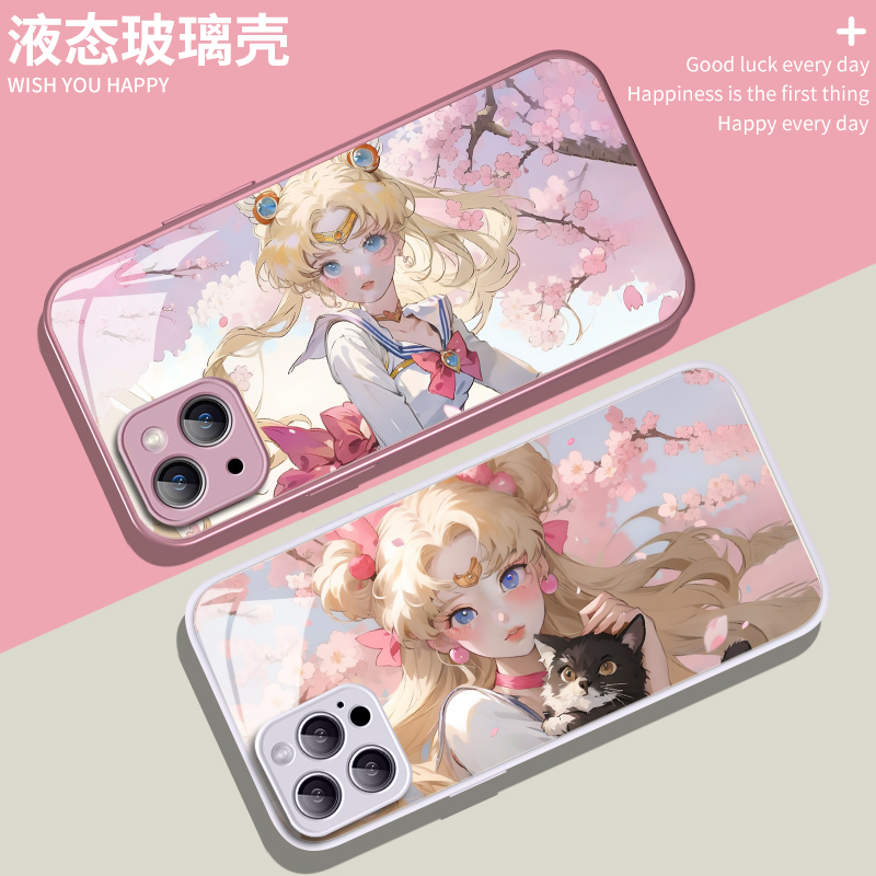 美少女战士手机壳适用苹果13猫咪iPhone14promax水冰月12二次元11小众x樱花xr新款mini高级感8plus玻璃7套pro - 图1