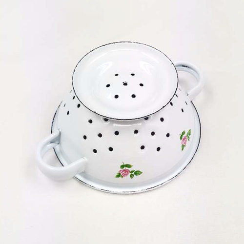 INS迷你可爱欧式复古搪瓷水果篮小沥水篮果盆果盘DIA11W15H6CM - 图1