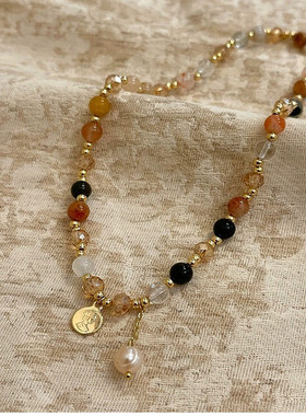 双层叠戴珍珠手链女2025年新款轻奢小众精致高级感好运手串手饰品