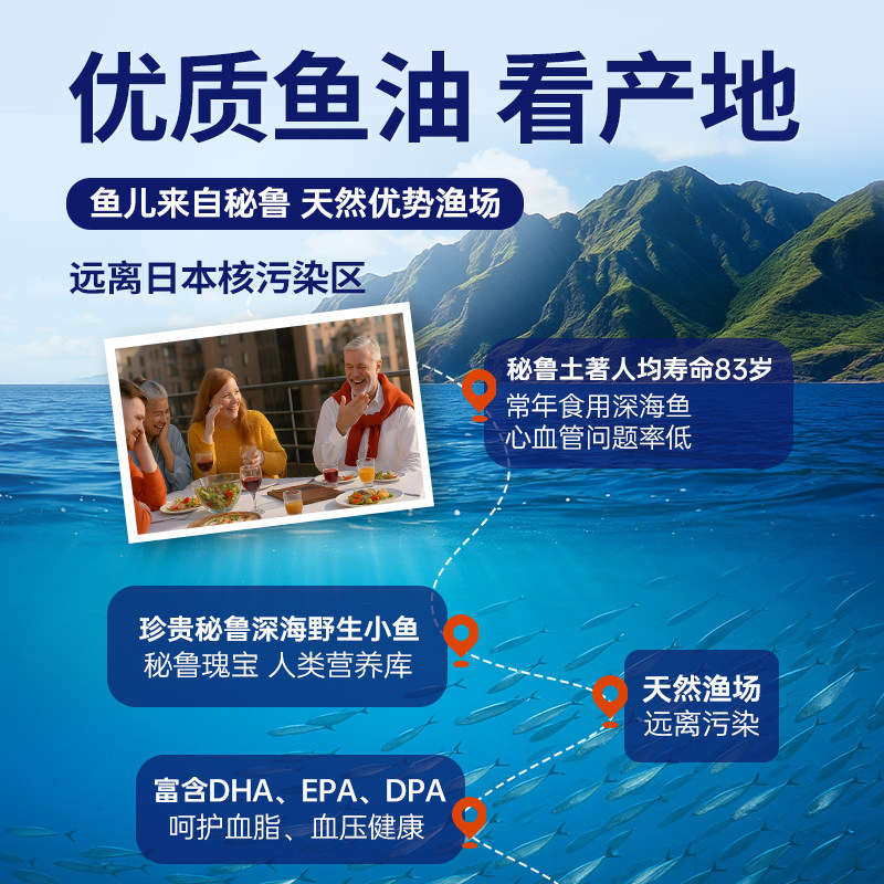 HealthyCare澳洲进口3倍浓缩深海鱼油omega3胶囊补脑护发DHA150粒
