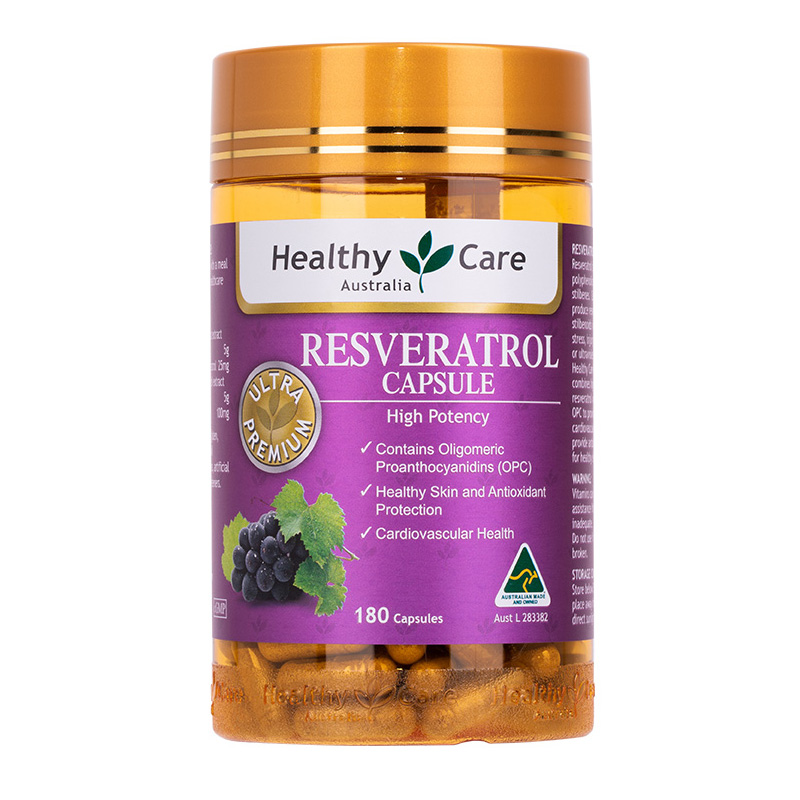 HealthyCareAustralia海外旗舰店HealthyCare白藜芦醇胶囊180粒hc澳洲正品葡萄籽美白抗糖白黎芦醇3