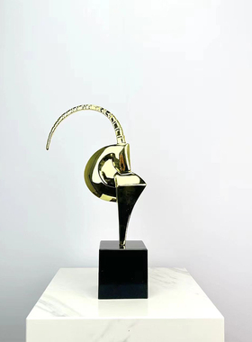 现代轻奢招财树摆件高档金属叶子家居装饰品公羊客厅电视柜摆设