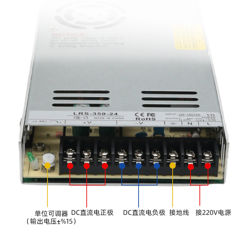 LRS明纬开关电源变压器220转24V15A直流12VLED控安防监控DC适配器-图2