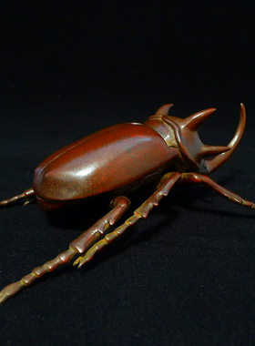 手工纯铜紫铜独角仙香粉罐香粉盒