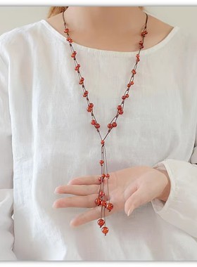 原创设计项链清风雅若玛瑙吊坠女