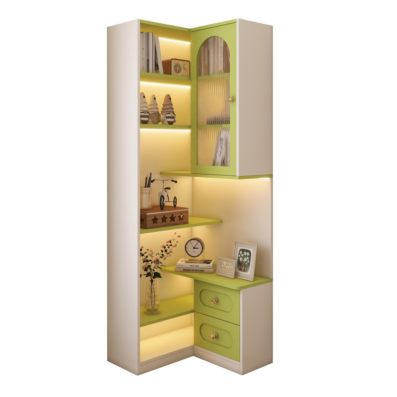 实木奶油风转角书柜小户型客厅置物柜儿童卧室拐角落地书架储物柜,淘宝优惠券,粉丝福利购,淘宝优惠卷