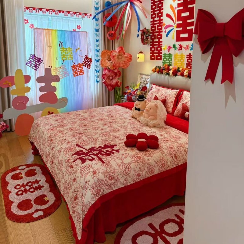 冬季加厚牛奶绒婚庆四件套2025新款喜被红色床单结婚床上用品婚嫁,淘宝优惠券,粉丝福利购,淘宝优惠卷