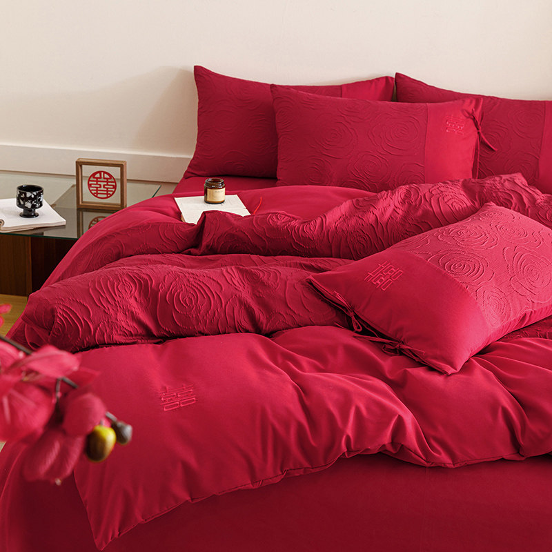 轻奢结婚四件套大红色高级感婚庆喜被套纯棉新婚陪嫁床上用品婚房,淘宝优惠券,粉丝福利购,淘宝优惠卷