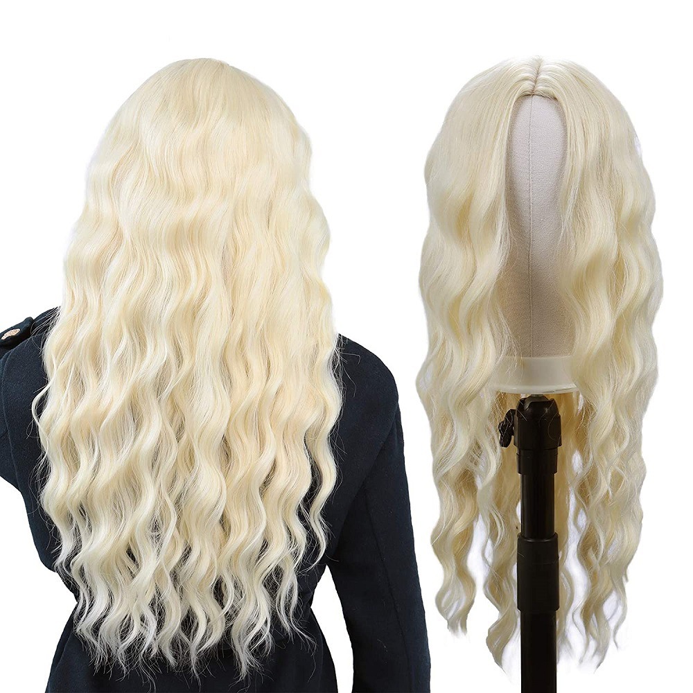 Europe Blonde girls long wave hair wigs Cosplay金发女郎 wig-图1