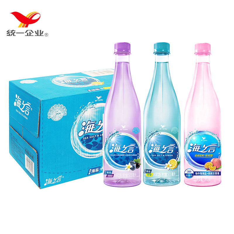 统一海之言柠檬味500ml*15瓶整箱特价地中海海盐补充水分运动饮料 - 图0