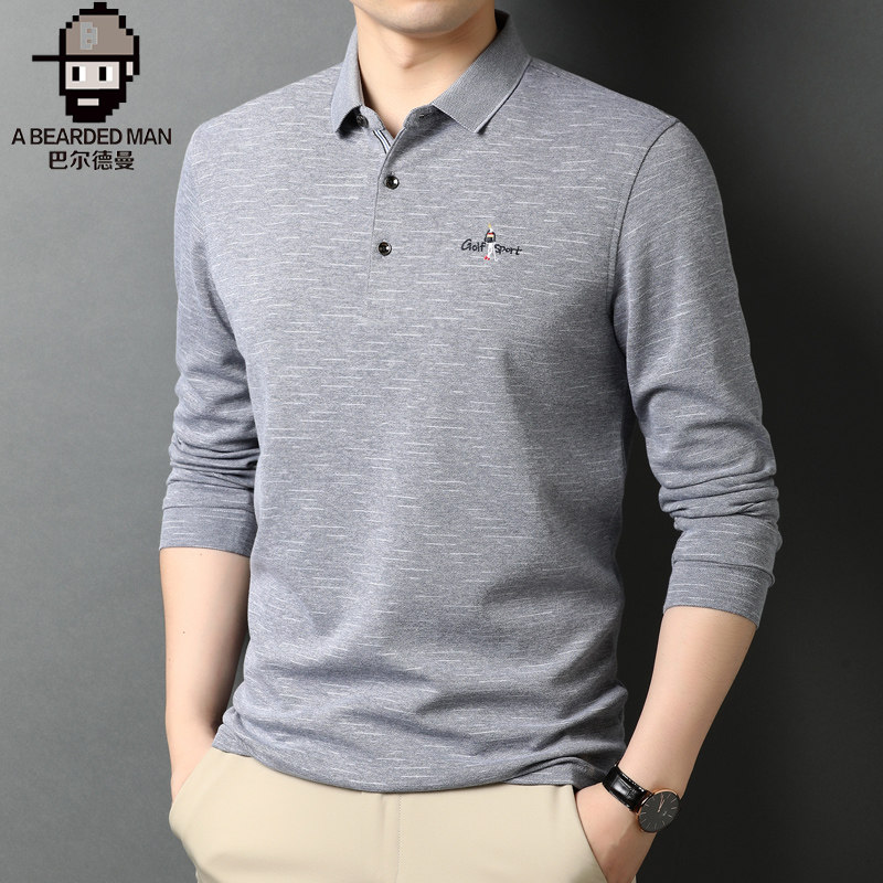 长袖春秋季新款中年男士休闲polo衫 巴尔德曼T恤