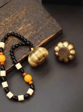 全黄铜胜算在握把件小众创意把玩装饰摆件大蒜复古转转金属工艺品