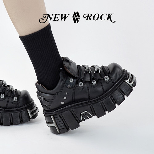 NewRock西班牙潮牌复古朋克潮人金属厚底低帮鞋街拍潮鞋网红款 - 图3