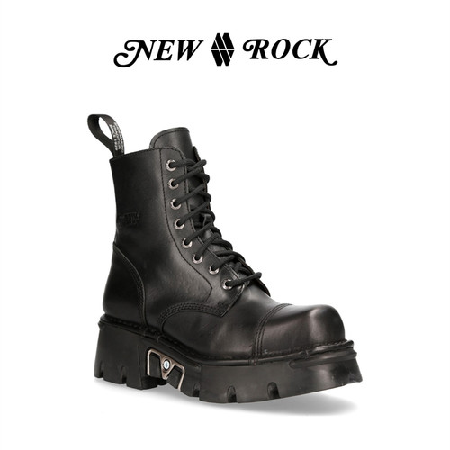 NEWROCK官方正品西班牙进口真皮做旧手工定制简约复古厚底马丁靴 - 图1