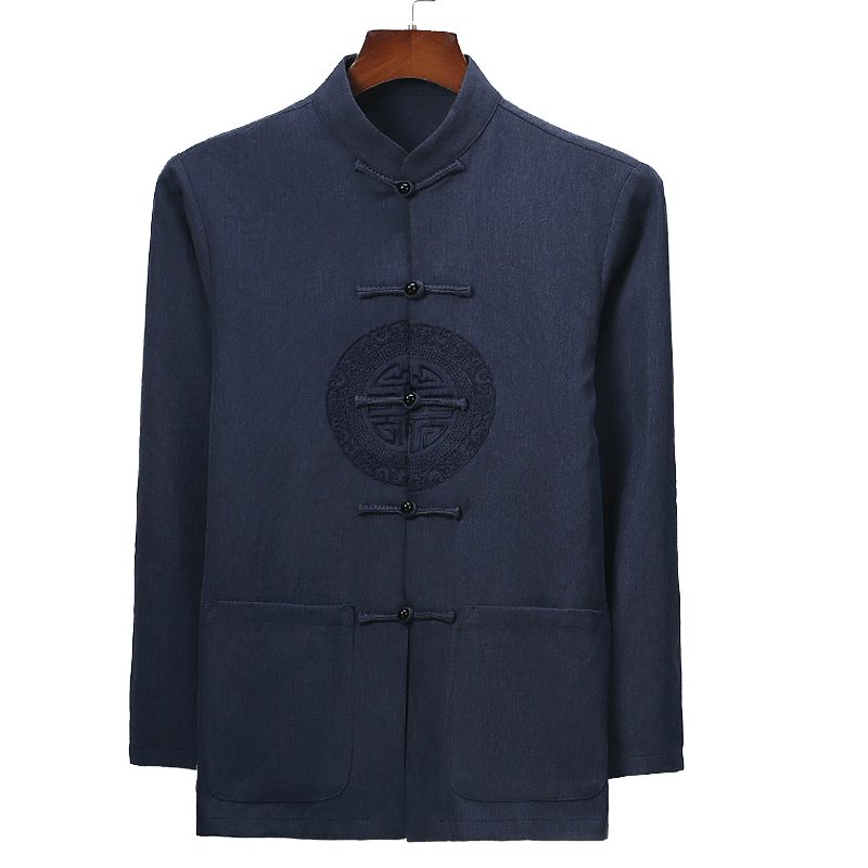 中老年唐装男士长袖中国风中式衬衣 型型熊民族服装