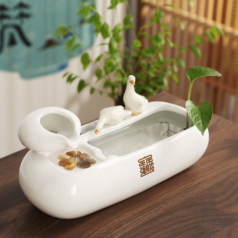 陶瓷流水摆件喷泉小型桌面客厅茶桌办公室装饰品循环水景开业礼品,淘宝优惠券,粉丝福利购,淘宝优惠卷
