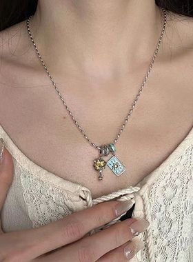 新款复古上岸隐士牌女项链百搭个性气质锁骨链饰品星星跑环项链