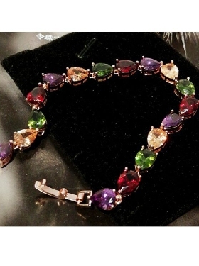 七彩水晶手链蒙娜丽莎红锆石手链欧美女友妈妈闺蜜气质彩钻手饰品