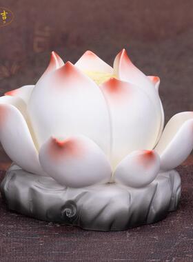 格兰吉陶瓷七彩莲花灯佛灯供灯长明灯装饰led佛前家用插电荷花灯