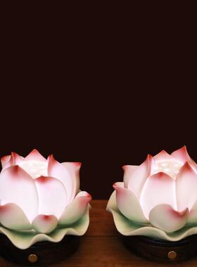 陶瓷七彩莲花灯佛灯供灯