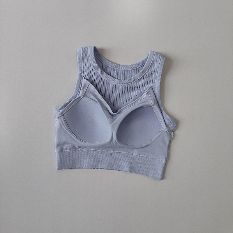 断码一体式运动内衣女防震瑜伽健身文胸外穿镂空美背背心式bra - 图1