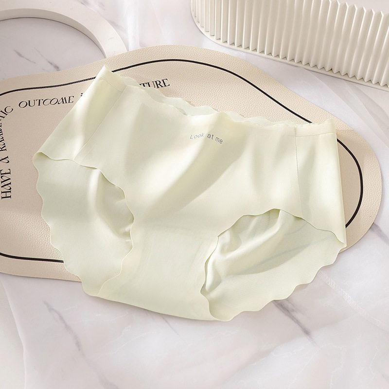 波浪无痕内裤女中腰蜜桃臀冰丝抗菌档透气运动健身瑜伽三角裤夏