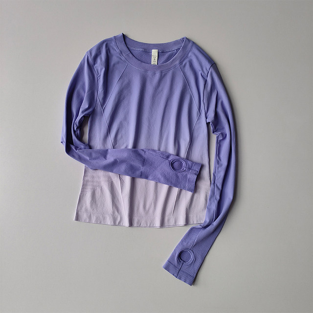 Long-sleeved women's gradient slim sports T-shirt fitness suit