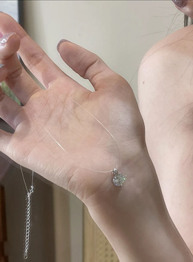 隐形鱼线莫桑石吊坠人鱼之泪项链