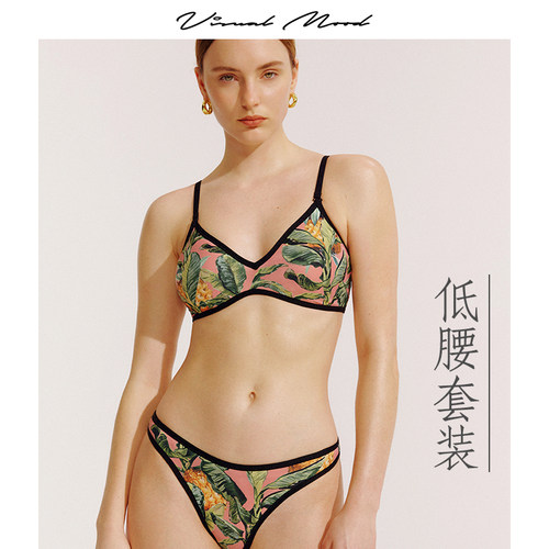 visual mood泳衣女法式小众新款双面印花性感显瘦分体比基尼套装 - 图2