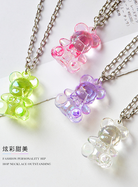 韩国爆款糖果色小熊ins情侣项链