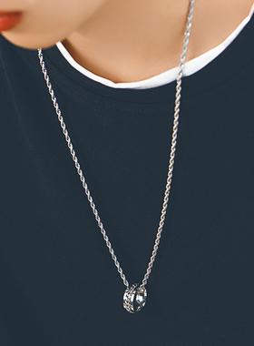 日韩风链条钛钢戒指情侣配饰吊坠