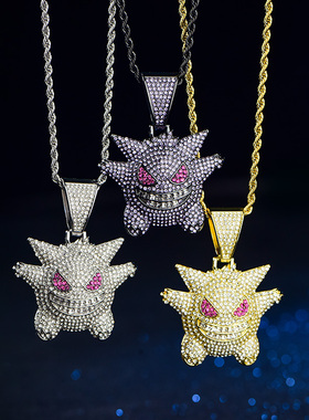 彩色锆石欧美情侣吊坠小鬼同款