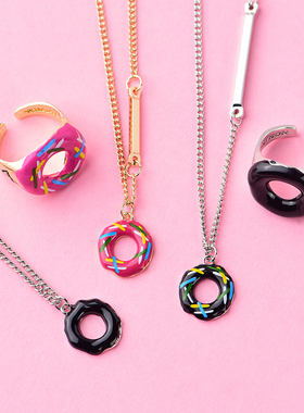 ins韩国小鬼同款可爱甜甜圈戒指