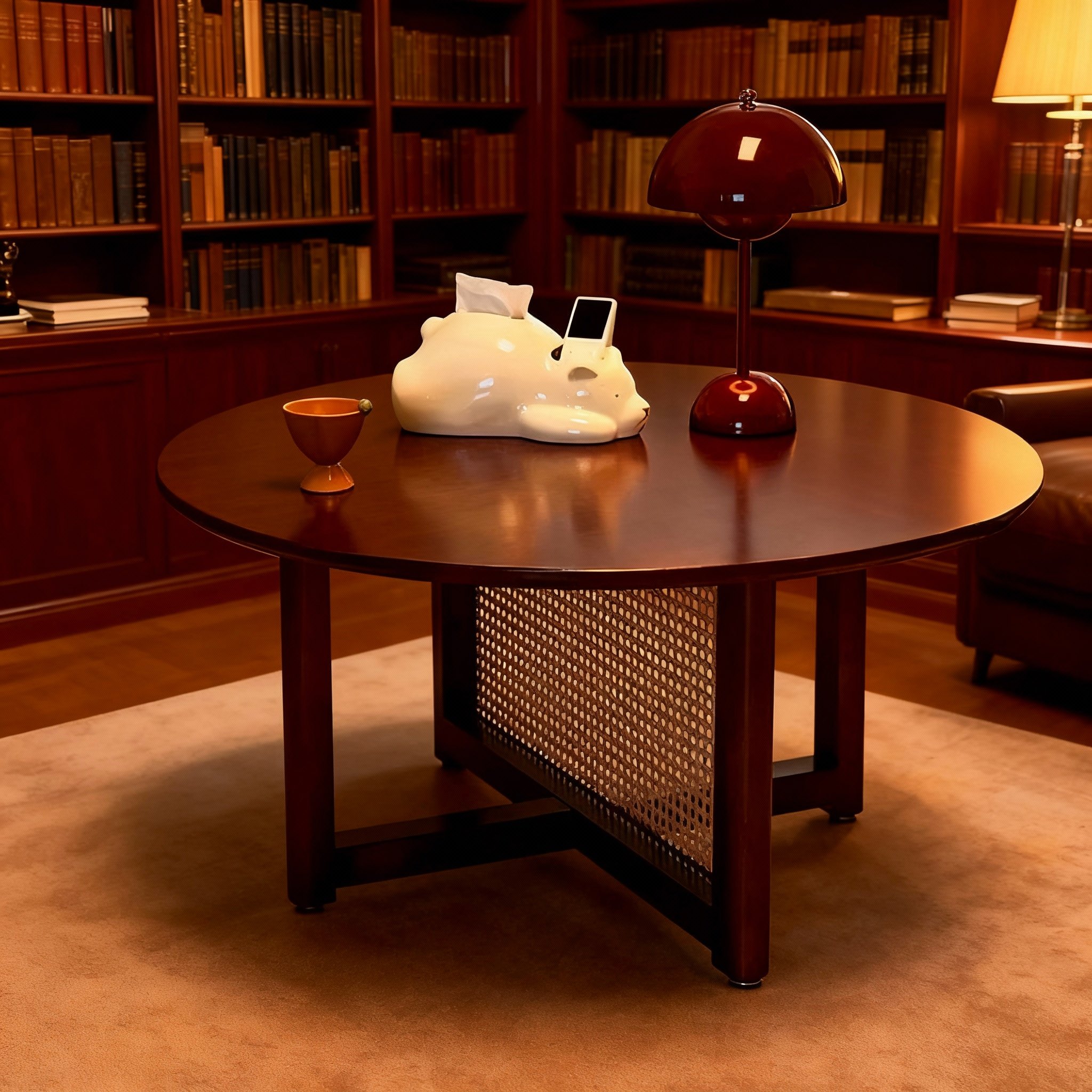 北欧风圆形茶几实木藤编储物茶桌客厅家具收纳桌,淘宝优惠券,粉丝福利购,淘宝优惠卷