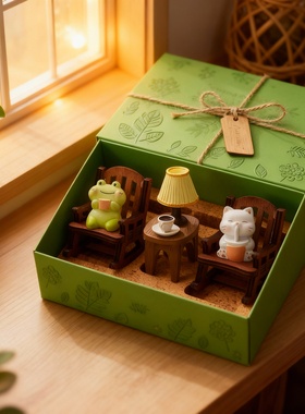 卡通动物树脂治愈系闺蜜礼盒摆件