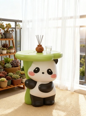 创意卡通熊猫造型小茶几装饰摆件