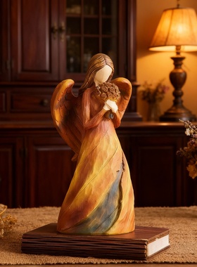 复古天使树脂手绘渐变桌面摆件