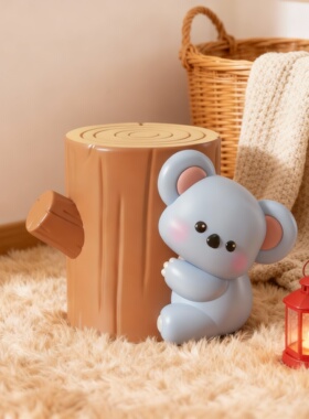 卡通考拉树桩树脂桌面摆件礼物