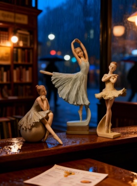 复古新古典芭蕾树脂桌面摆件套组