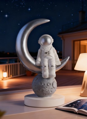 简约现代树脂宇航员月亮摆件