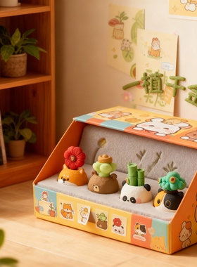 卡通动物树脂桌面摆件礼盒套装